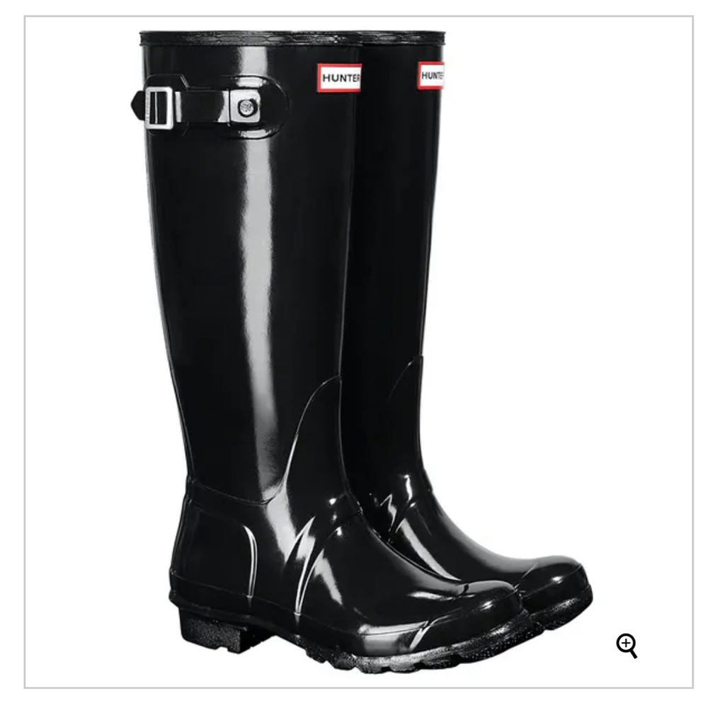 Gloss black hunter boots